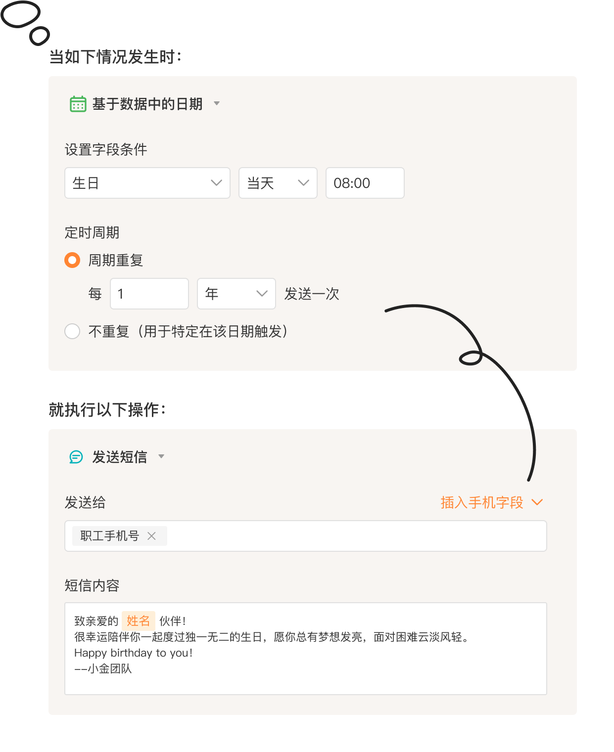 自动化
可以是一个「员工关怀系统」